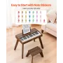 Kids Piano Keyboard, 37 Key Wooden Digital Piano for Kids, Mini Music Educational Instrument Toy Set with Realistic Sound, Dual 