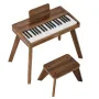 Kids Piano Keyboard, 37 Key Wooden Digital Piano for Kids, Mini Music Educational Instrument Toy Set with Realistic Sound, Dual 