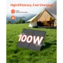 VEVOR 100W foldbart solpanel med ramme, 16BB N-type bærbar monokrystallinsk solpaneloplader 24 % effektivitet, IP67 vandp