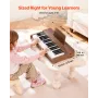 Kids Piano Keyboard, 37 Keys Wooden Digital Piano for Kids, Mini Music Educational Instrument Toy with Realistic Sound, Dual Pow