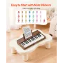 Kids Piano Keyboard, 37 Keys Wooden Digital Piano for Kids, Mini Music Educational Instrument Toy with Realistic Sound, Dual Pow