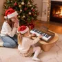 Kids Piano Keyboard, 37 Keys Wooden Digital Piano for Kids, Mini Music Educational Instrument Toy with Realistic Sound, Dual Pow