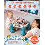 VEVOR babyrumfartøj musikalsk bordlegetøj til 1-3 år gammel, læringsaktivitetspult med rumtema og blødt glødende