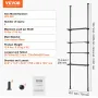 VEVOR Over the Toilet Storage, 4-Tier Adjustable Over Toilet Bathroom Organizer, Low-carbon Steel 53"-132" Tall Storage Shelf Ra