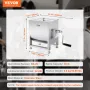 Manual Meat Mixer, 30L Fixed Tank Meat Processing Equipment(Mixing Max 30LBS for Meat), Stainless Steel Meat Mixer, Sausage Mixe