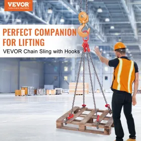 VEVOR Chain Sling, 8 mm x 150 cm Lifting Chains with Hooks, G80 Engine Chain Hoist Lifts, 5 Ton Lifting Sling Chains for Engine 