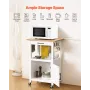 VEVOR Kitchen Island Cart with Single Door Cabinet, Mobile Carts with Drawer, Towel Rack, Hooks, Portable Table on Swivel Wheels