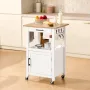 Kitchen Island Cart with Single Door Cabinet, Mobile Carts with Drawer, Towel Rack, Hooks, Portable Table on Swivel Wheels, Smal