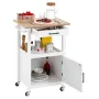 Kitchen Island Cart with Single Door Cabinet, Mobile Carts with Drawer, Towel Rack, Hooks, Portable Table on Swivel Wheels, Smal