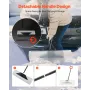 Snow Pusher Shovel, 76.2 cm Outdoor Snowplow Shovel with Ergonomic Grip, HDPE Plastic Blade, Winter Shovels with Segmented Handl