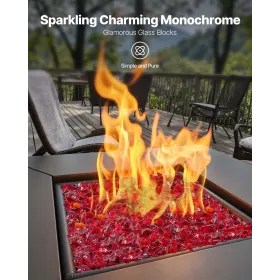 VEVOR Fire Glass, 10 LBS / 4.5 KG Smokeless & High-Temperature Resistant Fireplace Rocks, 3/4-Inch / 19.05 mm Reflective Firepit