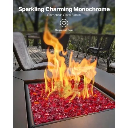 VEVOR Fire Glass, 10 LBS / 4.5 KG Smokeless & High-Temperature Resistant Fireplace Rocks, 3/4-Inch / 19.05 mm Reflective Firepit