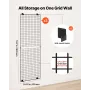 3 Packs Grid Wall Panels, 610 x 1828 mm Wire Grid Panels Display Rack, Wall-Mounted Art Display Shelf, Black Carbon Steel Wall H