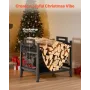 Indoor Firewood Rack, 45cm Curved Log Holder with Canvas