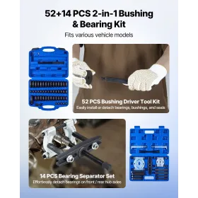 VEVOR Bearing Press Kit, 52+14 Pcs, 2 in 1 Bushing Driver Tool & Bearing Press Kit, Race and Seal Driver Set with 49 Bushings, S