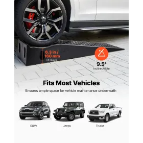 Car Ramps, 2 PCS 5897 kg GVW Capacity, 160 mm Lift Height, Portable High Profile Car Service Ramps for Home Garage Maintenance a