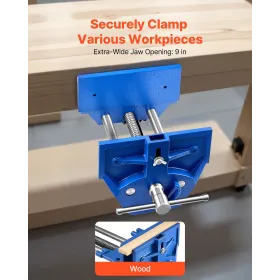 Woodworking Vise, 9 Inch Jaw Width, Quick Release Wood Bench Vise, 10.2 Inch Max Jaw Opening, Heavy-duty Cast Iron Construction,