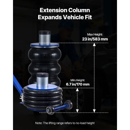 VEVOR Air Jack, 6 Ton Quadruple Bag Airbag Jack, Lift Up to 673 mm with Heightened Column, Adjustable Handle & Thick Rubber Pad,