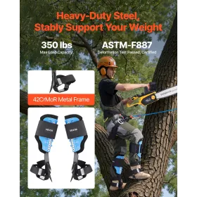 Tree Climbing Spikes, Height-Adjustable Tree Climbing Gear with Straps & Padding Cushion, 159 kg Load Capacity, Heavy Duty Steel