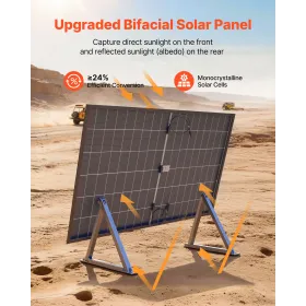 2PCS 400W Bifacial Solar Panels, 16BB N-Type Monocrystalline PV Module 24% Efficiency, IP65 Waterproof Solar Panel with MC4 Outp