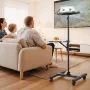 Projector Stand, 2 Shelves Laptop Floor Stand, Projector Stands Table with Adjustable Height 860 to 1360mm, I-Beam Frame Project