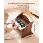 Kids Piano Keyboard, 25 Keys Wooden Digital Piano for Kids, Mini Music Educational Instrument Toy with Realistic Sound, Dual Pow