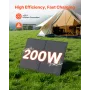 VEVOR 200W foldbart solpanel med ramme, 23 % højeffektiv bærbar monokrystallinsk solpaneloplader med 30A PWM kontrol