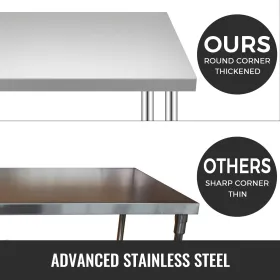 Rustfrit stål Catering Arbejd Tabel 30x18 tommer kommercielt