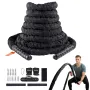 Battle Rope, 1.5 Inch Diameter 30Ft Length Polyester Exercise Rope, Battle Exercise Equipment with Protective Sleeve & Anchor, H
