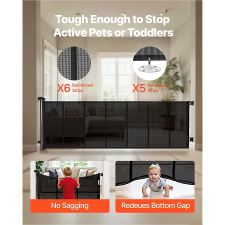 VEVOR tilbagetrækkelig babylåge, udvides til 3050 mm ekstra bred, 980 mm høj, med forstærkede glasfiberstrimler, undgår