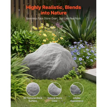 VEVOR Faux Rock Cover, Outdoor Fake Rock Well Pump Cover, Realistic Natural Texture, Lightweight & Weather-Resistant Artificial 