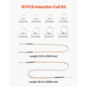VEVOR 10Pcs Magnetic Induction Heater Coil, Inductor Heat Accessories, Mini Heater Coil Kit with Flexibility and Long Lifespan, 