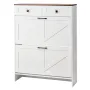 Shoe Cabinet with 2 Flip Drawers, Farmhouse Shoes Storage Cabinet with 2 Drawers and Anti-Tipping Device, Freestanding Shoe Orga