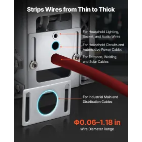 VEVOR Manual Wire Stripper Machine, 1.5-30 mm, Copper Cable Stripper Tool, Hand Crank or Drill Powered Modes, Heavy-Duty Q235 Fr