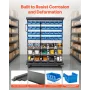 7-Tier Double-Sided Rolling Bin Storage Rack, 94 Plastic Bins, Dual-Sided Parts Organizer with Wheels, Mobile Tool Organizer for