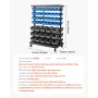 VEVOR 7-Tier Double-Sided Rolling Bin Storage Rack, 94 Plastic Bins, Dual-Sided Parts Organizer with Wheels, Mobile Tool Organiz