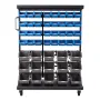 7-Tier Double-Sided Rolling Bin Storage Rack, 94 Plastic Bins, Dual-Sided Parts Organizer with Wheels, Mobile Tool Organizer for