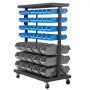 VEVOR 7-Tier Double-Sided Rolling Bin Storage Rack, 94 Plastic Bins, Dual-Sided Parts Organizer with Wheels, Mobile Tool Organiz