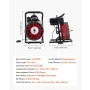 Drain Cleaner Machine 23m x 10.5mm, Sewer Snake Auger Manual Feed with 4 Cutters & Air-activated Foot Switch for 50mm to 100mm P