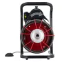 Drain Cleaner Machine 23m x 10.5mm, Sewer Snake Auger Manual Feed with 4 Cutters & Air-activated Foot Switch for 50mm to 100mm P
