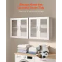 Laundry Room Wall Cabinet, 2-Tier Wall Mounted Cabinet with Adjustable Shelf, Cupboard Storage with 4 Doors, for Kitchen, Bathro