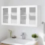Laundry Room Wall Cabinet, 2-Tier Wall Mounted Cabinet with Adjustable Shelf, Cupboard Storage with 4 Doors, for Kitchen, Bathro