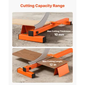 304.8mm Vinyl Floor Cutter, 10mm Thick Laminate Flooring Cutter with Cutting Angle Guide, Rubber Handle, Honing Stone, D2 Steel 