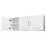 Laundry Room Wall Cabinet, 2-Tier Wall Mounted Hanging Cabinet with Adjustable Shelf, Cupboard Storage with 3 Doors, for Kitchen