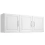 Laundry Room Wall Cabinet, 2-Tier Wall Mounted Hanging Cabinet with Adjustable Shelf, Cupboard Storage with 3 Doors, for Kitchen