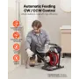 Drain Cleaner Machine 15m x 8mm, Auto Feed Sewer Snake Auger with 4 Cutters & Air-activated Foot Switch for 50mm to 100mm Pipes