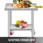 Rustfrit stål Catering Arbejd Tabel 30x18 tommer kommercielt