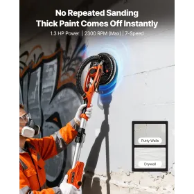 VEVOR Gipspudser, 950W elektrisk gipspladesliber, Popcorn-loftsfjernelsesværktøj med 7 variable hastigheder 1000-2300 RPM,