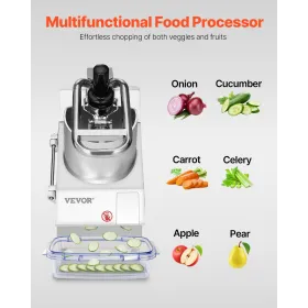 Food Processor & Vegetable Chopper, 2 Feeding Holes Food-Grade Stainless Steel Food Processor Chopper with Detachable 6 Blades, 