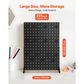 Pegboard Display Stand, 43 x 33 cm Tabletop Pegboard Display Stand with 15 Hooks, Thickened Cold-Rolled Steel Peg Board Panel fo